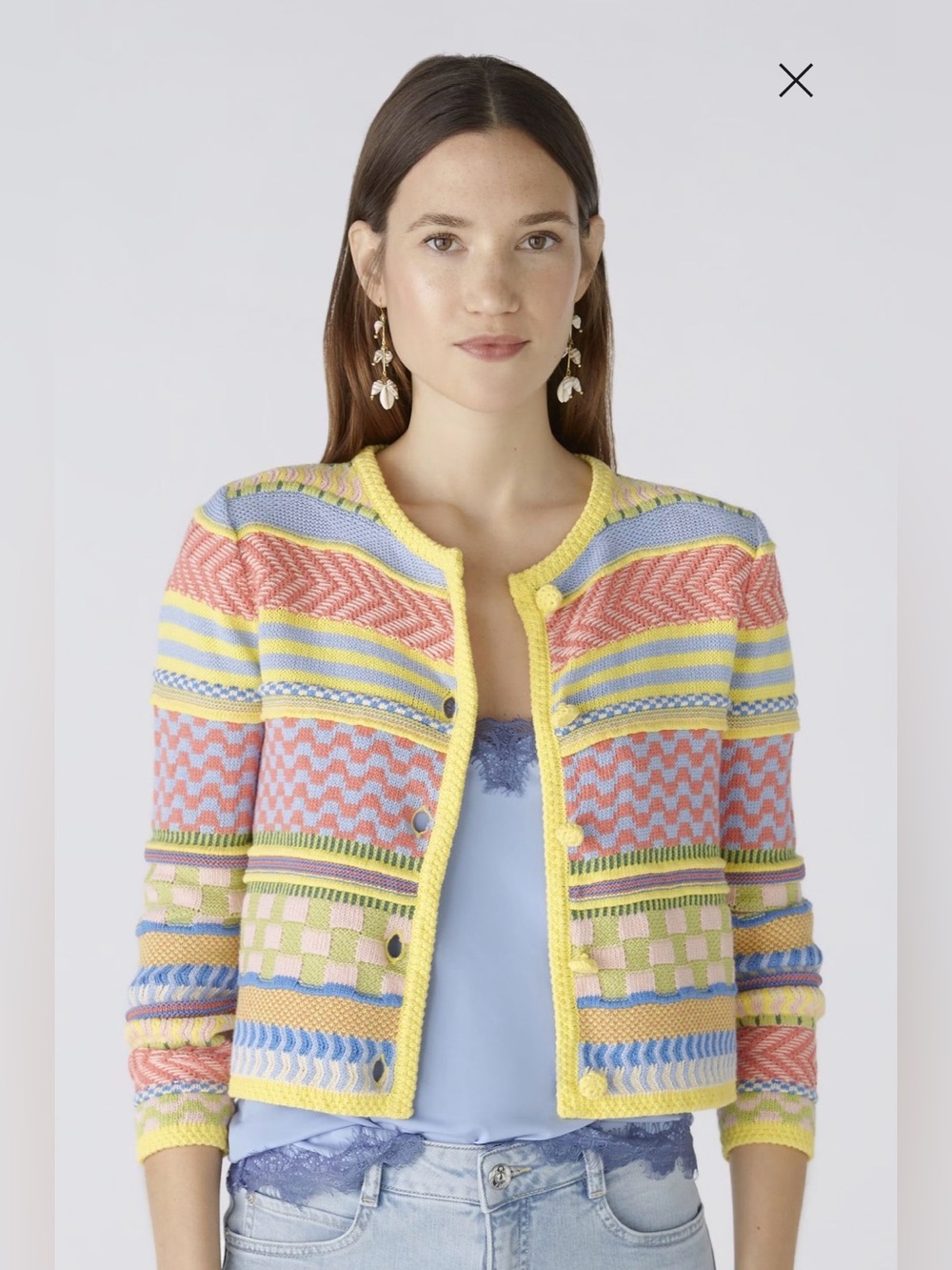 Pastel Multi-Color 100% Coton Knit Cardigan Sweater